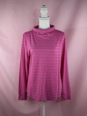 T by Talbots Hot Pink Silver Stripe Cowl Neck Pullover Top | Size XL Petite